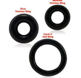 RingO X3 Cock Rings Black 3 Pack, Screaming O