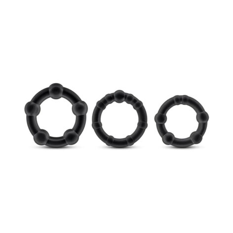 Stay Hard Beaded Cock Rings 3 Pack Black, Blush