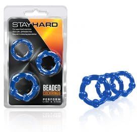 Stay Hard Beaded Cock Rings Blue 3 Pack