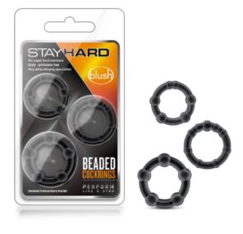 Stay Hard Beaded Cockrings 3 Pack Black, Blush