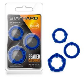 Stay Hard Beaded Cockrings 3 Pack Blue, Blush
