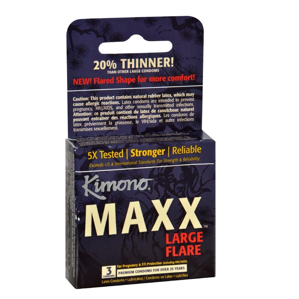 Kimono Maxx Large Flare Condoms 3 Pack Satisfaction