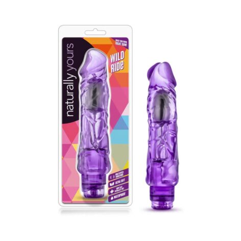 Naturally Yours Wild Ride 9in Vibrating Dildo Purple, Blush