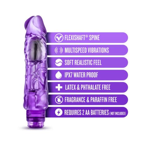 Naturally Yours Wild Ride 9in Vibrating Dildo Purple, Blush