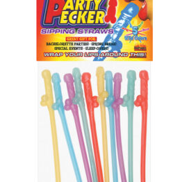 Party Pecker Sipping Straws 5 Colors 10 Pack