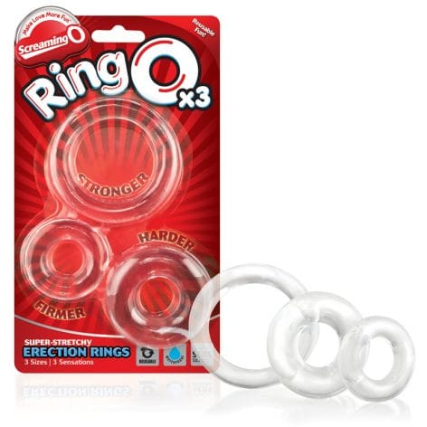 RingO X3 Clear Cock Rings 3 Pack