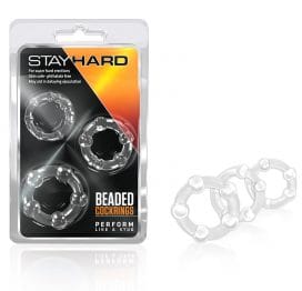 Stay Hard, Beaded Cock Rings, 3 Pack, Clear