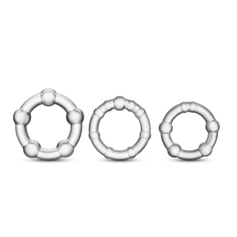 Stay Hard Beaded Cock Rings 3 Pack Clear, Blush