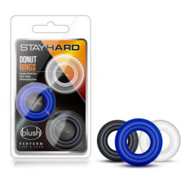 Stay Hard Donut Rings 3pc Black Clear Blue, Blush