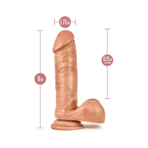 Matador Dildo Coverboy 8in w/Balls Latin Brown, Blush