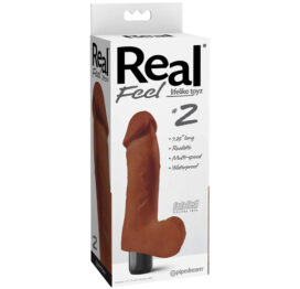 Real Feel #2 Dildo 7.25in Vibrating w/Balls Brown, Pipedream