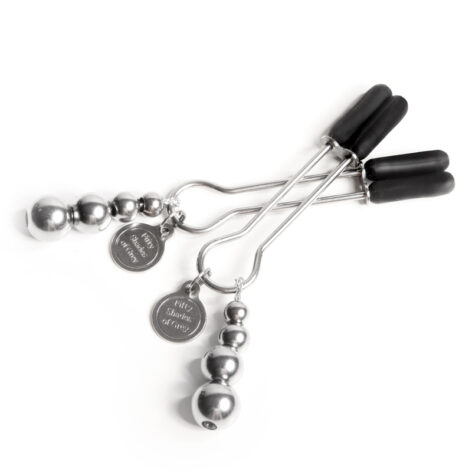 The Pinch Adjustable Nipple Clamps Silver, Fifty Shades