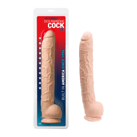 Dick Rambone Dildo 17in w/Balls Beige, Doc Johnson