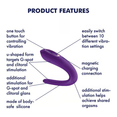Satisfyer Double Classic Partner Vibrator Purple Silicone