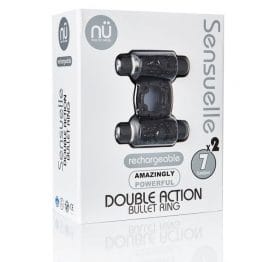 Sensuelle Double Action Bullet Ring Black Box