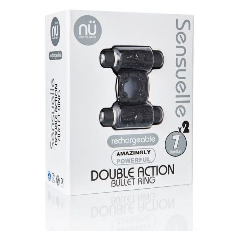 Sensuelle Double Action Bullet Ring Black Box