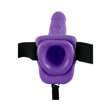 7" Vibrating Hollow Strap On Dildo w/Balls Purple, Pipedream