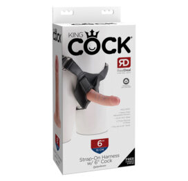 King Cock Strap On Harness & 6in Dildo Beige, Pipedream