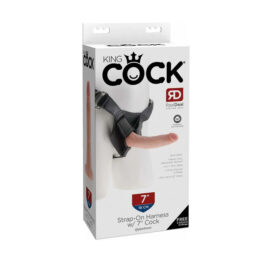 King Cock Strap On Harness & 7in Dildo Beige, Pipedream