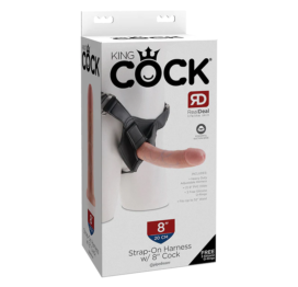 King Cock Strap On Harness & 8in Dildo Beige, Pipedream