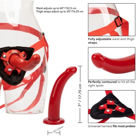 Red Rider Strap-On Harness & 7in Curved Dildo, CalExotics
