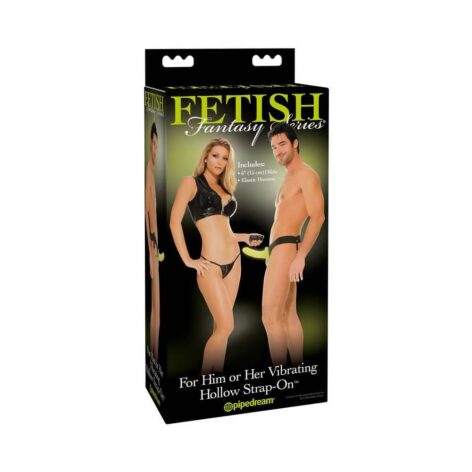 Vibrating Hollow Strap On Dildo 6in Glow, Fetish Fantasy
