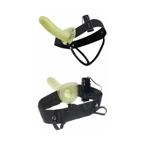 Vibrating Hollow Strap On Dildo 6in Glow, Fetish Fantasy