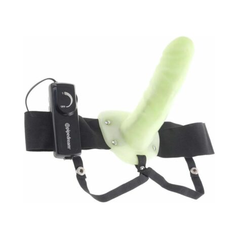 Vibrating Hollow Strap On Dildo 6in Glow, Fetish Fantasy