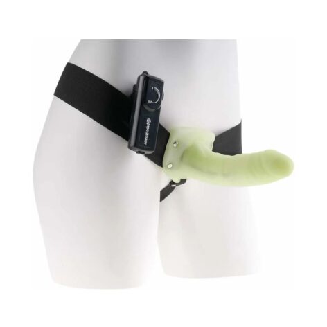Vibrating Hollow Strap On Dildo 6in Glow, Fetish Fantasy