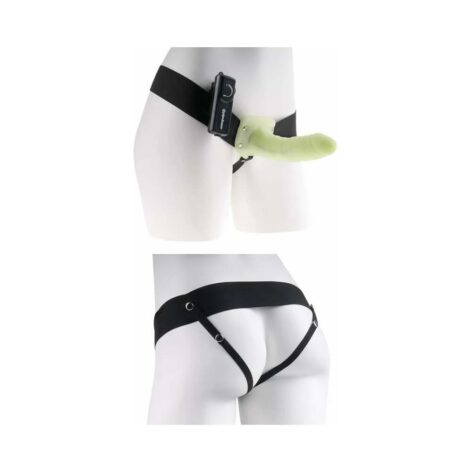 Vibrating Hollow Strap On Dildo 6in Glow, Fetish Fantasy