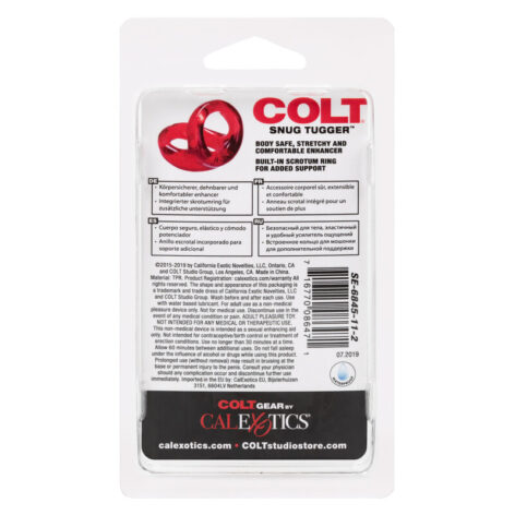 Colt Snug Tugger Dual Support Cock Ring Red, CalExotics