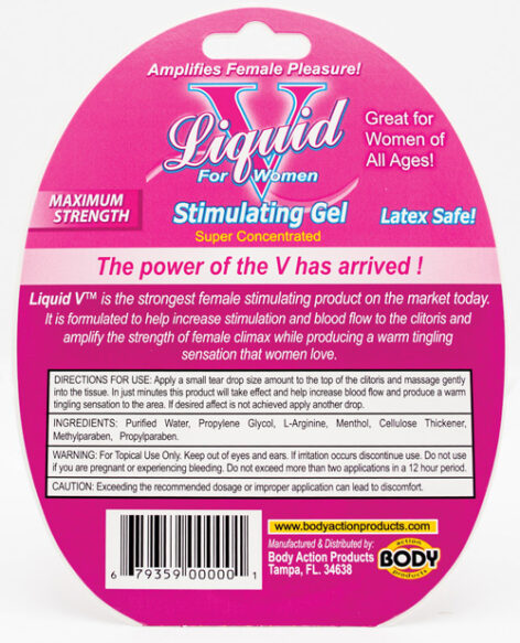 Liquid V Stimulating Gel For Women .33oz (10ml), Body Action