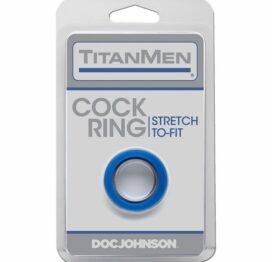 TitanMen Cock Ring Stretch To Fit Blue Doc Johnson