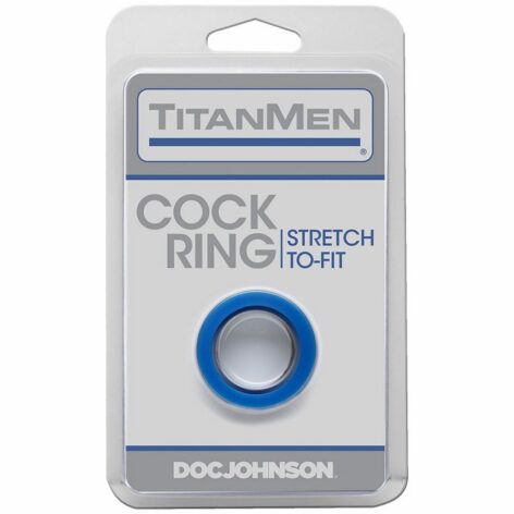 TitanMen Cock Ring Stretch To Fit Blue Doc Johnson