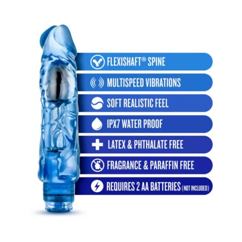 Naturally Yours Wild Ride Dildo 9in Vibrating Blue, Blush