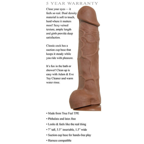 Adam's True Feel Cock 7in w/Balls Brown, Adam & Eve