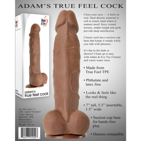 Adam's True Feel Cock 7in w/Balls Brown, Adam & Eve