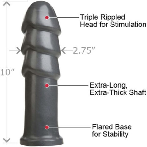 American Bombshell B-10 Warhead Dildo 10in Gray, Doc Johnson