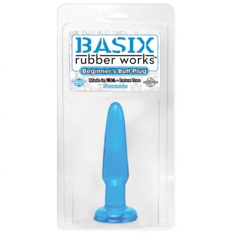 Basix Rubber Works Beginners Butt Plug Blue Pkg