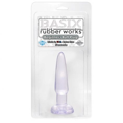 Basix Rubber Works Beginners Butt Plug Clear Pkg
