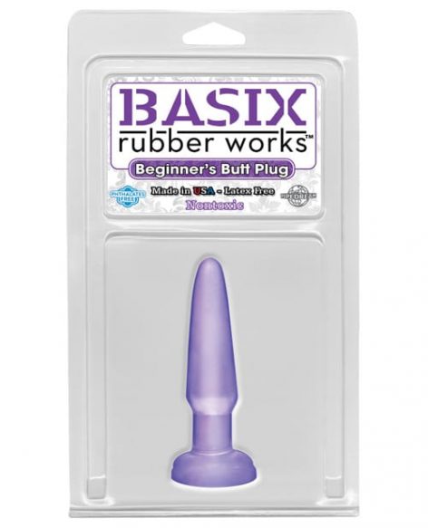 Basix Rubber Works Beginners Butt Plug Purple Pkg