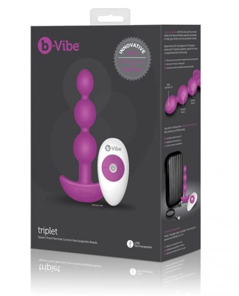 b-Vibe Triplet Anal Beads Fuchsia Box