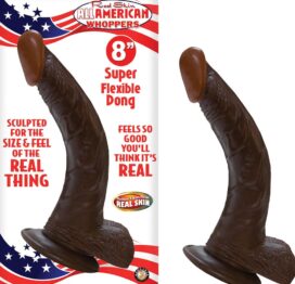 Afro American Whoppers 8in Curved Dildo w/Balls Black