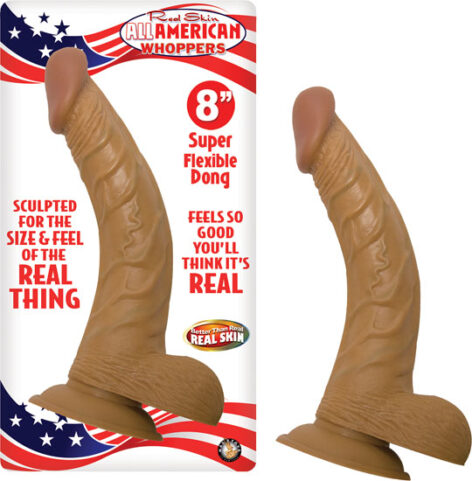 Latin American Whoppers 8in Dildo w/Balls Brown, Nasstoys