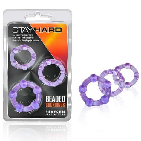 Stay Hard Beaded Cock Rings Purple