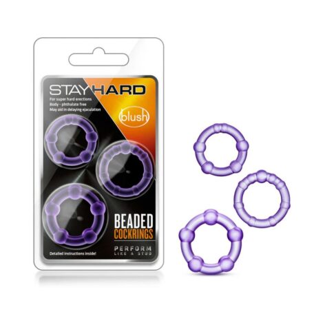 Stay Hard Beaded Cockrings 3 Pack Purple, Blush