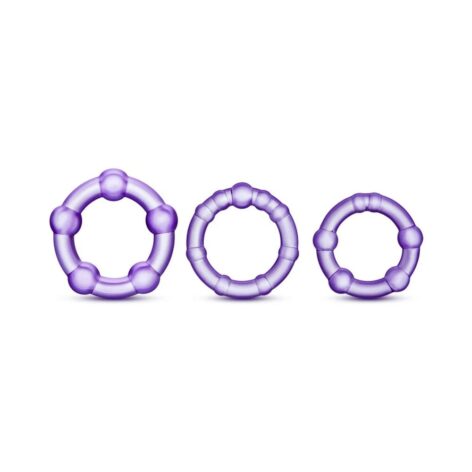 Stay Hard Beaded Cockrings 3 Pack Purple, Blush