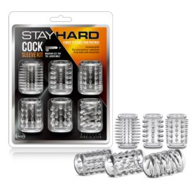 Stay Hard Cock Sleeve Kit Clear 6 Pack, Blush