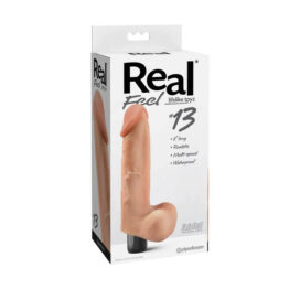 Real Feel #13 Dildo 8in Vibrating w/Balls Beige, Pipedream