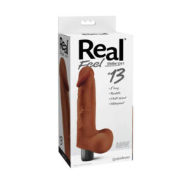 Real Feel #13 Dildo 8in Vibrating w/Balls Brown, Pipedream